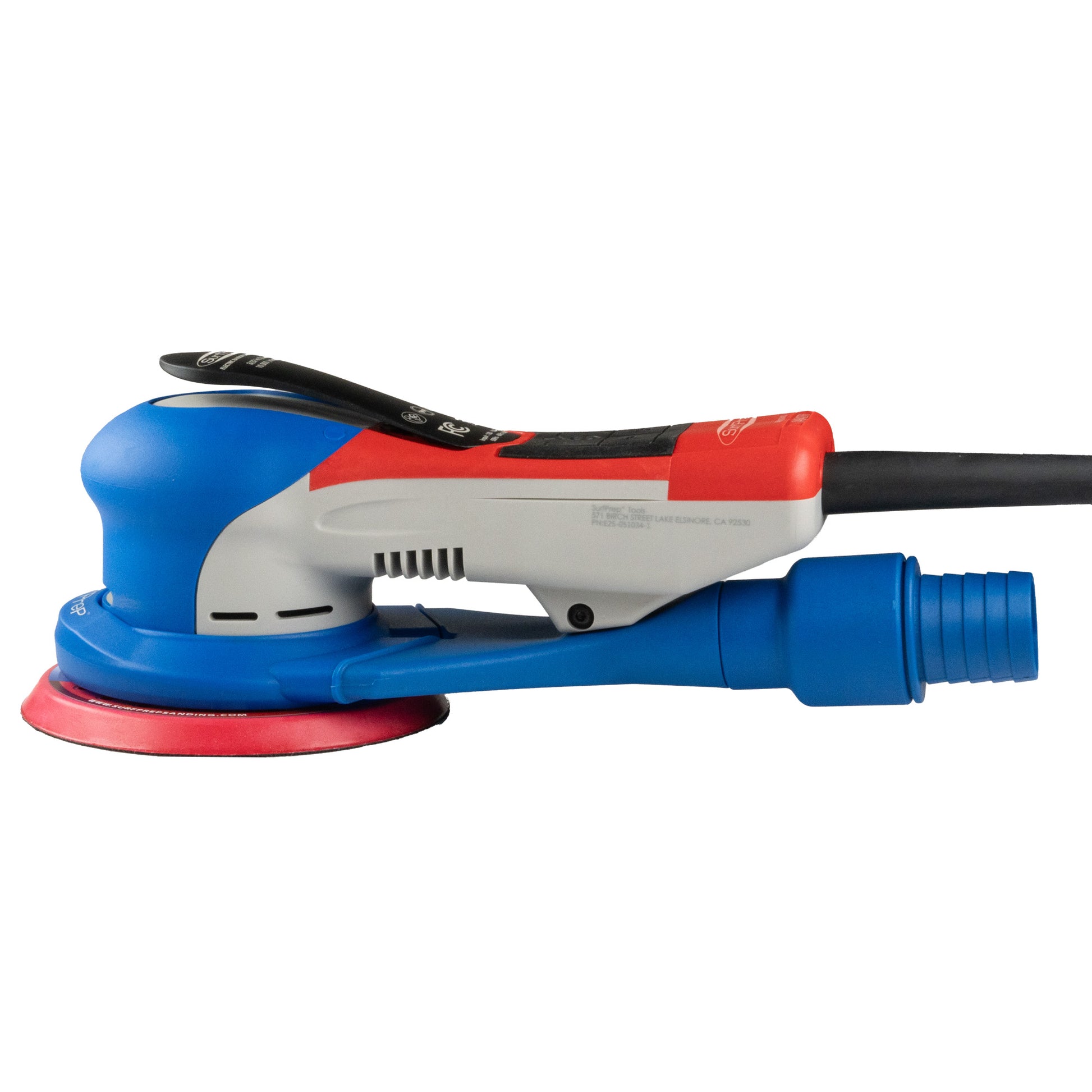 The SurfPrep 5" Gen 2+ Electric Ray Sanders vacuum compatible sander for woodworking and finishing.