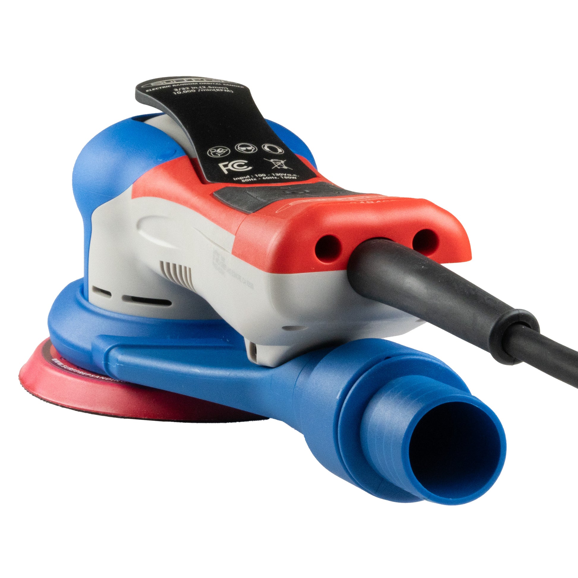 The SurfPrep 5" Gen 2+ Electric Ray Sanders vacuum compatible sander for woodworking and finishing.