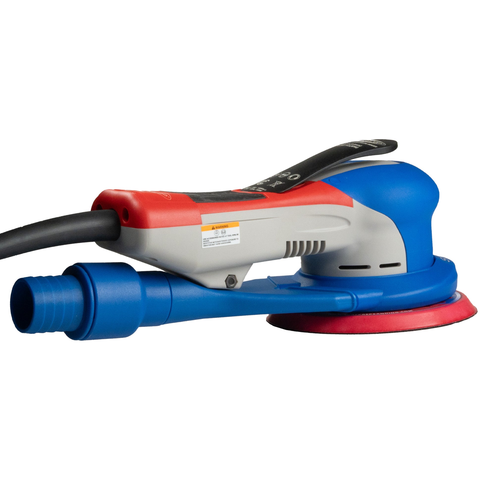The SurfPrep 5" Gen 2+ Electric Ray Sanders vacuum compatible sander for woodworking and finishing.