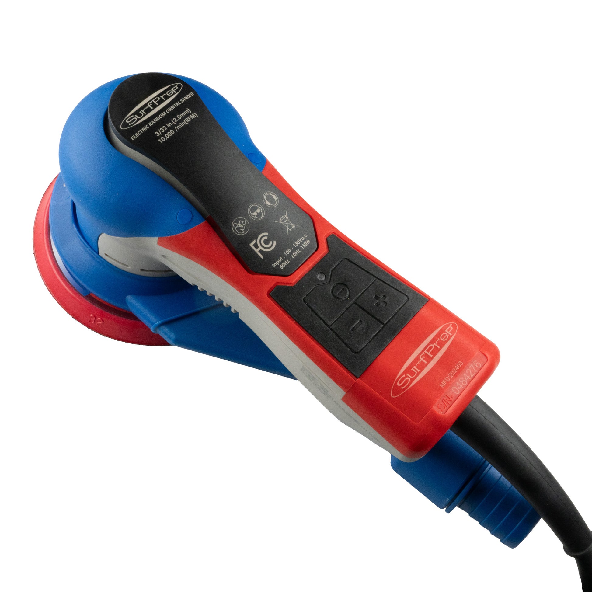 The SurfPrep 5" Gen 2+ Electric Ray Sanders vacuum compatible sander for woodworking and finishing.
