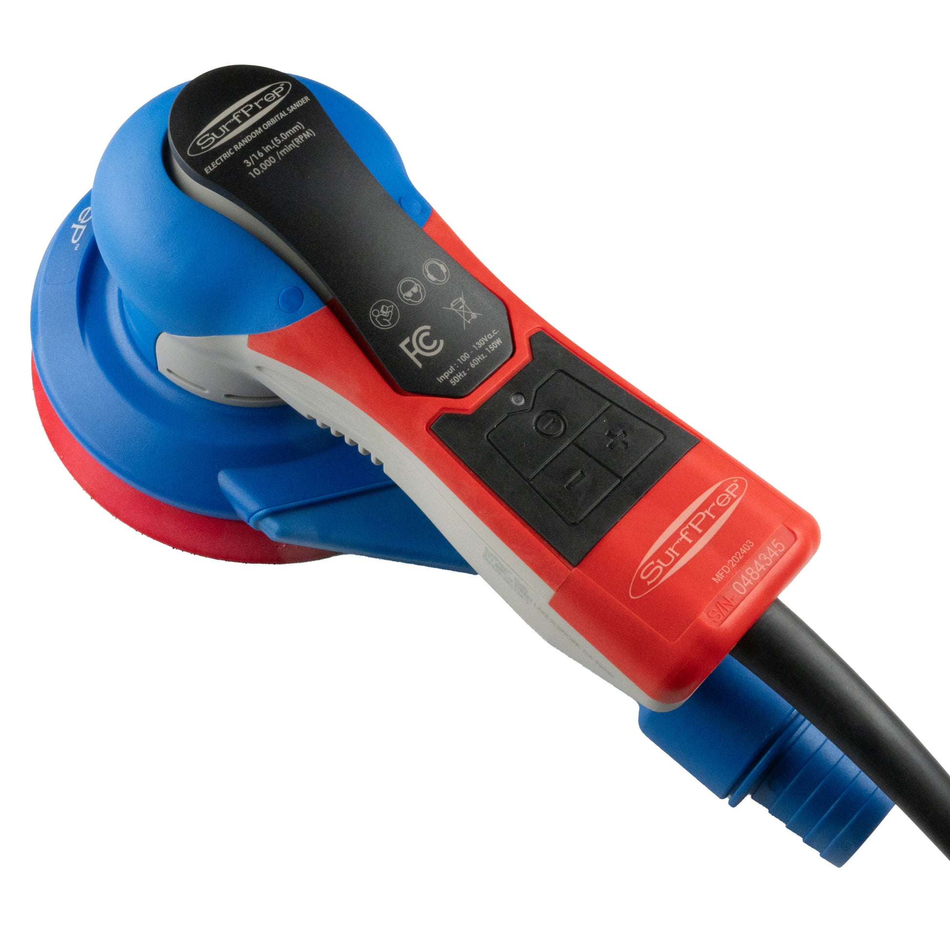 The SurfPrep 6" Gen 2+ vacuum compatible electric random orbit sander for woodworking and finishing.