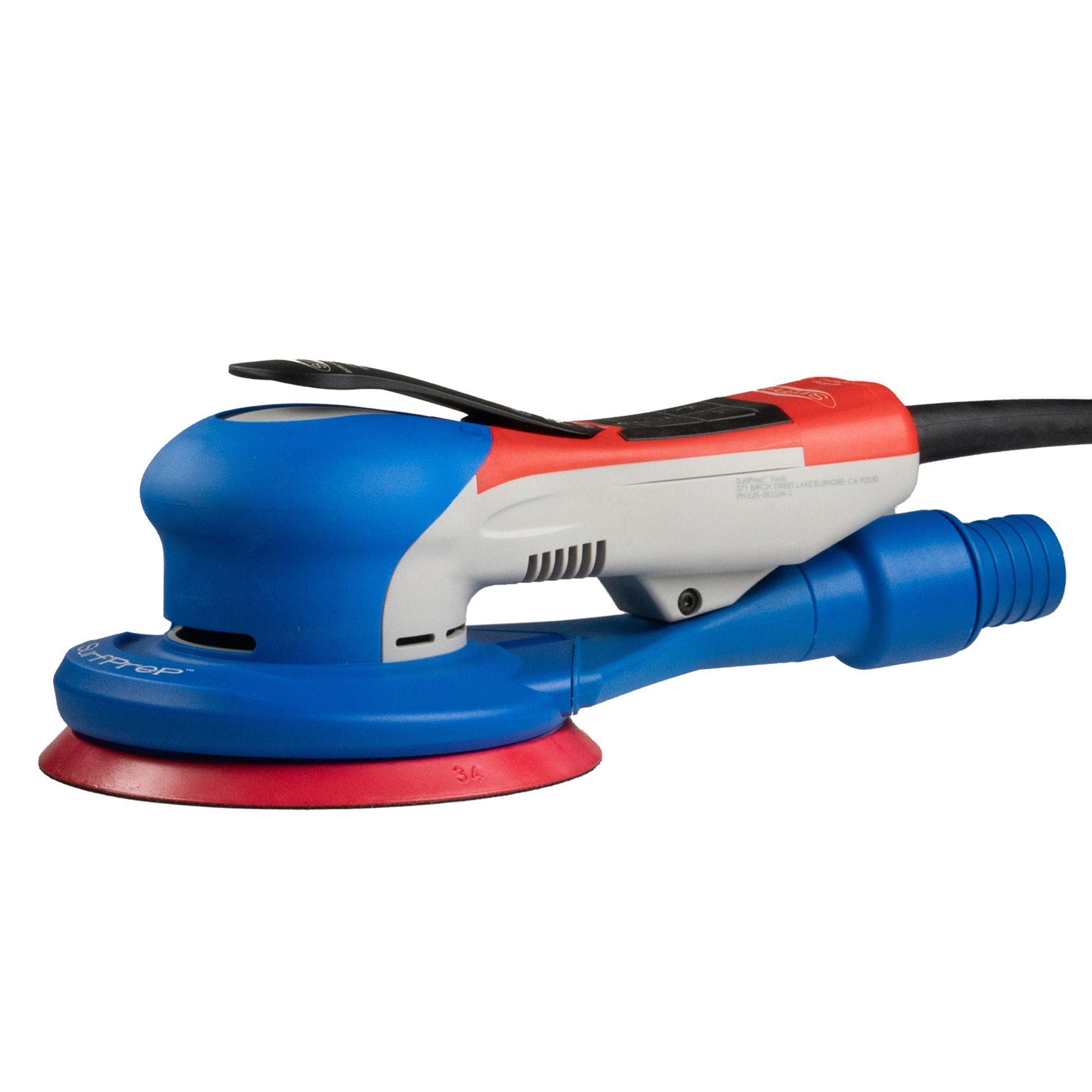 The SurfPrep 6" Gen 2+ vacuum compatible electric random orbit sander for woodworking and finishing.