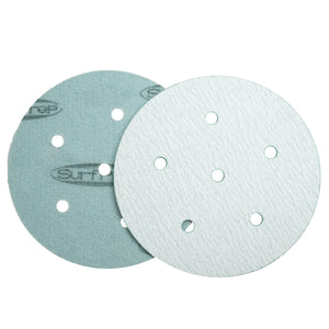 SurfPrep Blizzard Film sanding film discs with a 6 hole pattern for vacuum capability.