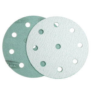 SurfPrep Blizzard Film sanding film discs with a 9 hole pattern for vacuum capability.