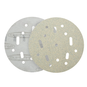 5in white lightning paper abrasive disc with multi-hole pattern vacuum compatible