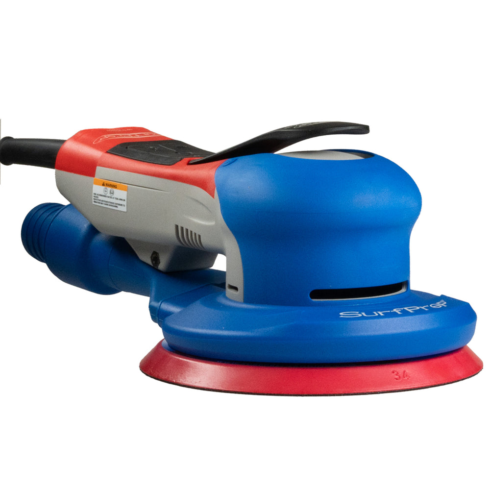 The SurfPrep 6" Gen 2+ Electric Ray Sanders vacuum compatible sander for woodworking and finishing.